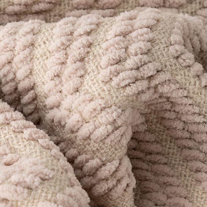 BATTILO HOME Beige Throw Blankets for Couch, Knitted Tan Throw Blanket for Twin Bed, Super Soft Warm Large Throws for Home Decor, 60" x 80"