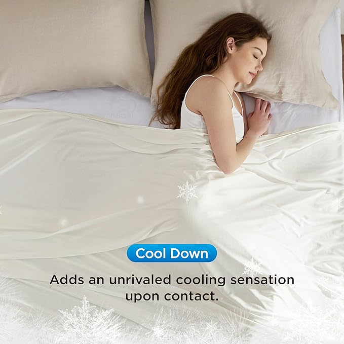 Bedsure Off White Cooling Blanket for Hot Sleepers - Summer Cold Throw Blanket for Bed, Arc-Chill Lightweight Summer Bedding, Cool Thin Ice Cold Cooled Throws with Rayon Derived from Bamboo, 50x70