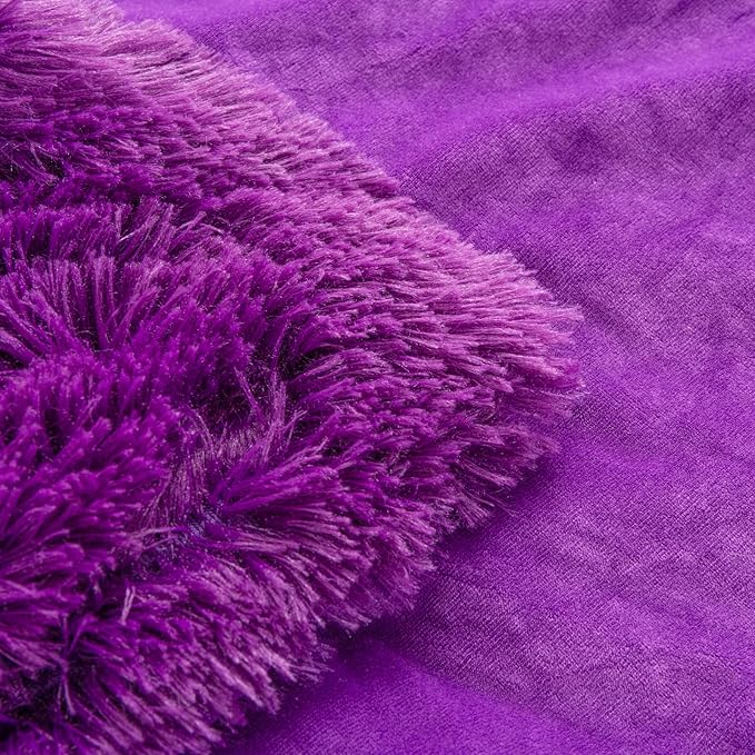 YUSOKI Purple Faux Fur Throw Blanket,2 Layers,50" x 60" Cozy Plush Fluffy Blanket Furry Fuzzy Warm Cute Shaggy Blanket for Fall Bed Living Room Décor Baby Women Pet