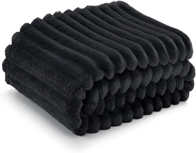 Bedsure Black Throw Blanket for Couch - GentleSoft Cozy Soft Blankets for Women, Cute Small Fleece Throws for Girls, 50x60 Inches