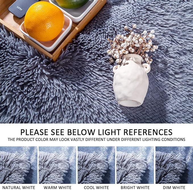 YUSOKI Grey Faux Fur Throw Blanket,2 Layers,50" x 60", Gray Soft Fuzzy Fluffy Couch Blanket Plush Furry Comfy Warm Blanket for Bed Chair Sofa Bedroom Dog Cat Men