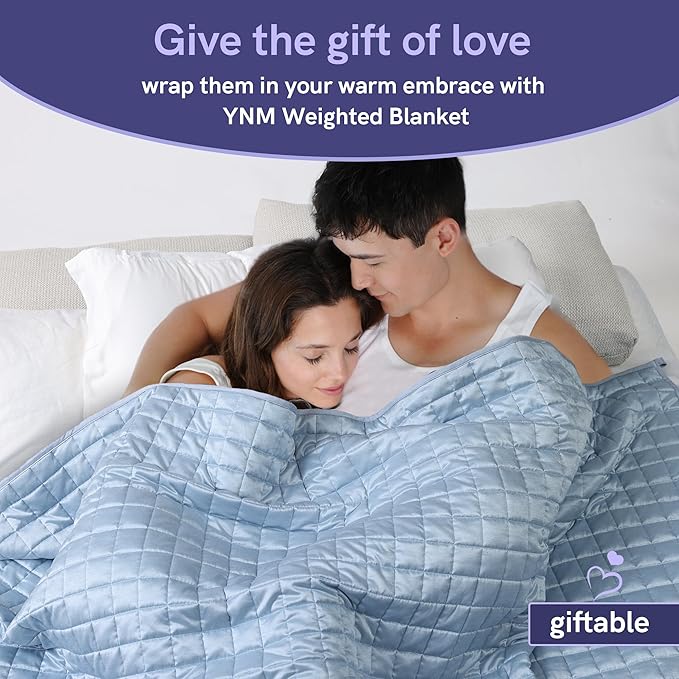 YnM Cooling Weighted Blanket for Adults, 20lbs Heavy Bed Throw Comforter with 100% PE Fabric, Ideal for Hot Sleepers or Summer Days(60x80 Inches for Queen/King Bed, 20 Pounds, Blue)