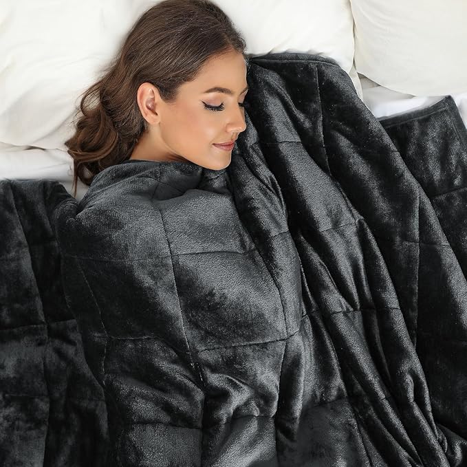 Alomidds Weighted Blanket Queen Size 15lbs 60x80 inches,Soft Plush Fleece Throw Weighted Blankets with Cozy Snuggle Warm Sherpa,Ultra Fuzzy Heavy Blanket Microfiberfor Sofa Bed, Dark Grey