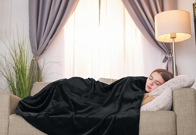 Utopia Bedding Black 300GSM Fleece Blanket (Throw Size - 50x60 Inch) Luxury Soft Bed Blanket (Bulk Pack of 16)