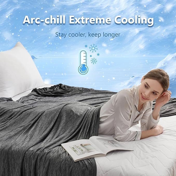 CHOSHOME Cooling Blanket Twin, Double Sided Cooling Blankets for Hot Sleepers, Arc-Chill Q-Max>0.5 Cold Blanket, Lightweight Breathable Summer Blankets for Couch, Bed, Sofa, Camping, 60" x 80", Black