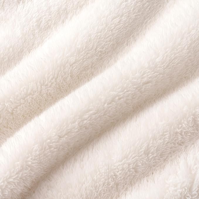 Berkshire Blanket Classic Extra-Fluffy™ Plush Blanket Queen Size, Soft Fuzzy Fluffy Long Hair Blanket for Couch Sofa Bed, Cream, 90x90 Inches
