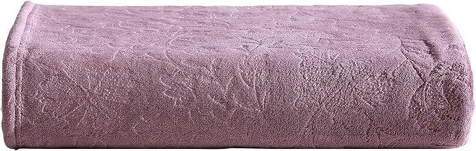 Eddie Bauer - Throw Blanket, Embossed Ultra Soft Plush Bedding, Home Decor for All Seasons, Oeko-Tex Certified (Woodblock Floral Purple, 50" x 70")
