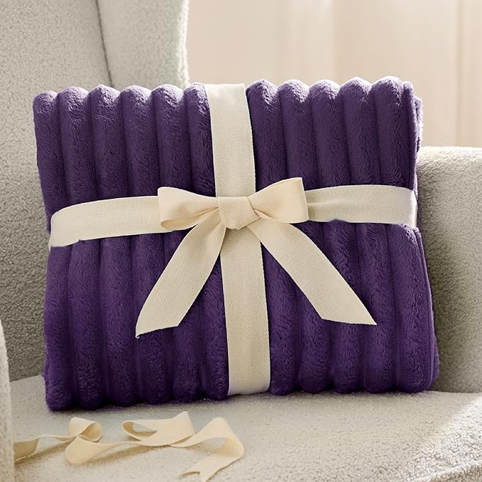 Bedsure Purple California King Size Blanket for Couch - GentleSoft Cozy Soft Blankets for Women, Cute Small Fleece Throws for Girls, Birthday Gifts for Women, 102x96 Inches