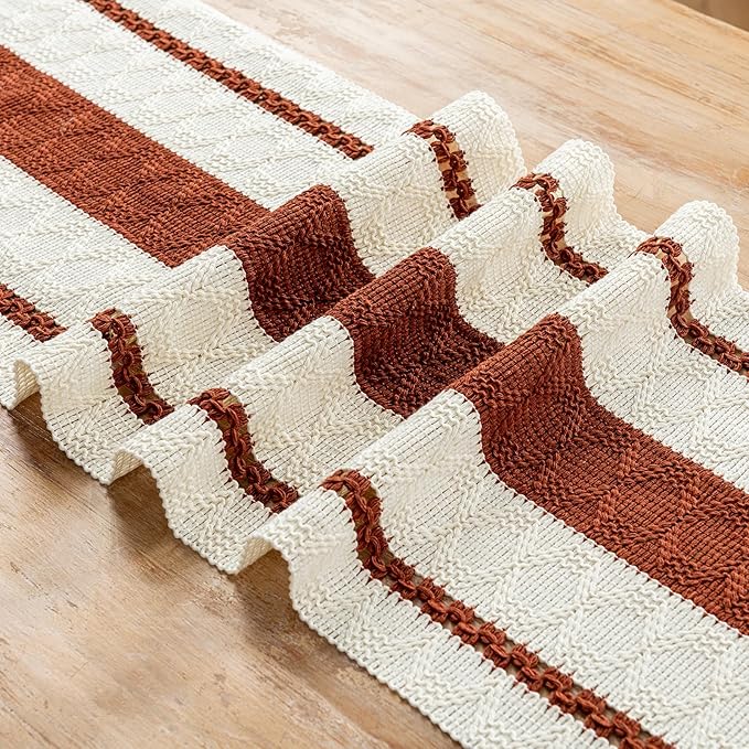Fancy Homi Rust Table Runner 72 Inches Long Boho Macrame Table Runner for Home Decor, Terracotta Farmhouse Table Runners with Tassels for Party Rustic Bridal Shower Dining Decor 12x72 Inches