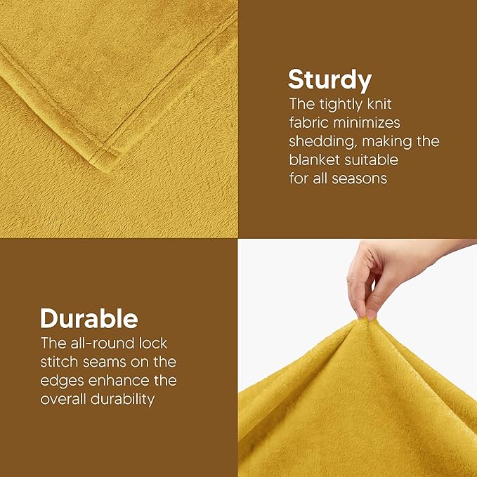 Utopia Bedding Fleece Blanket King Size Gold 300GSM Luxury Fuzzy Soft Anti-Static Microfiber Bed Blanket (90x102 Inch)