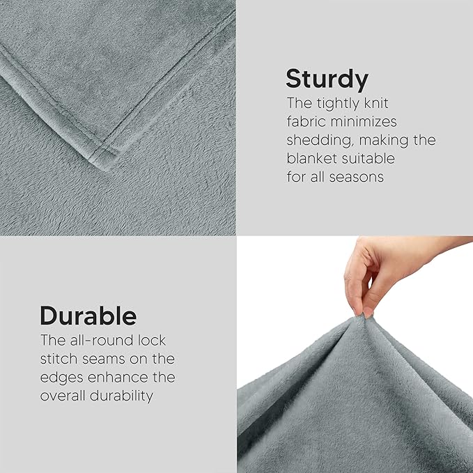 Utopia Bedding Fleece Blanket California King Size Ash Grey 300GSM Luxury Fuzzy Soft Anti-Static Microfiber Bed Blanket (102x96 Inch)