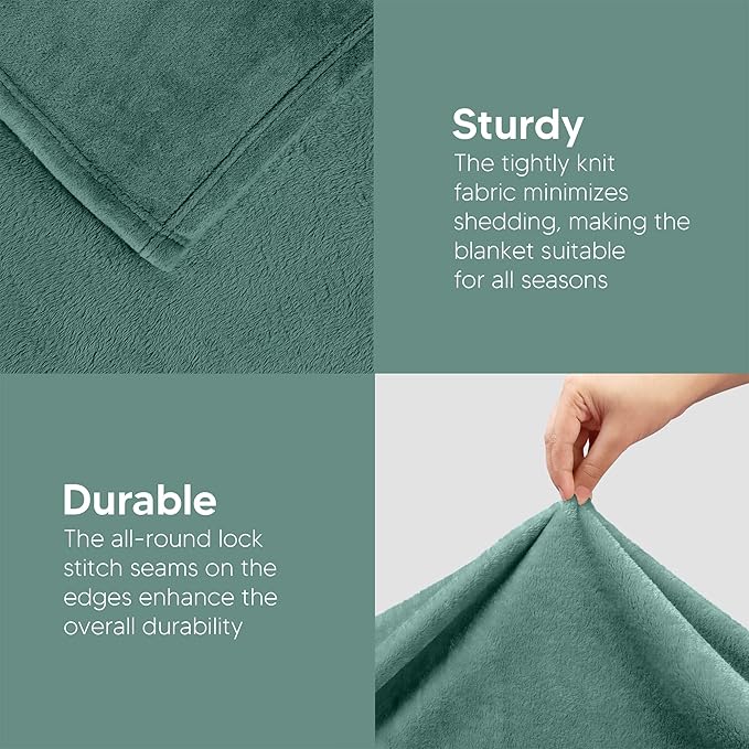 Utopia Bedding Fleece Blanket Full Size Celadon 300GSM Luxury Fuzzy Soft Anti-Static Microfiber Bed Blanket (90x84 Inch)