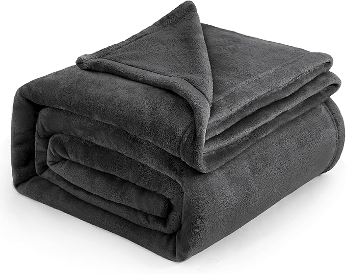 Bedsure Fleece Blanket California King Size Charcoal - Lightweight Plush Fuzzy Cozy Soft Bed Blankets, 102x96 inches
