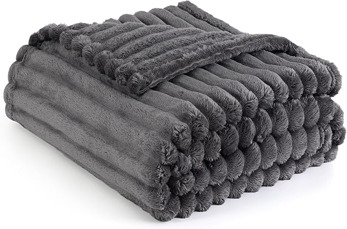 Bedsure Grey Fleece Blanket for Couch - GentleSoft Cozy Soft Blankets for Women, Cute Small Throws for Girls, 50x70 Inches