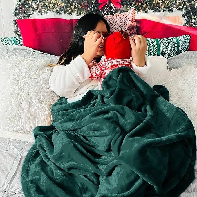 Bedsure Fleece Blankets Queen Size Emerald Green - Bed Blanket Soft Lightweight Plush Fuzzy Cozy Luxury Microfiber, 90x90 inches