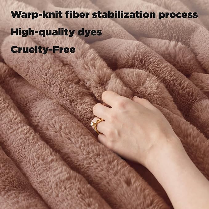 Bedsure Faux Fur Blanket - Soft & Fluffy, Fuzzy, Cozy, Plush Throw Blanket for Couch, Sofa and Bed, Thick and Warm, Christmas Decor Gifts for Women, Dark Brown, 50x70 inches