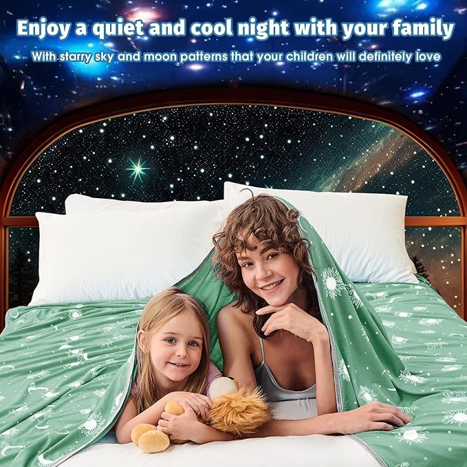inhand Cooling Blanket Queen Size (90"x90") - Cooled Blankets for Hot Sleepers Lightweight Breathable Summer Blanket for Sleeping Night Sweats to Keep Cool in The Heat -Fruit Green