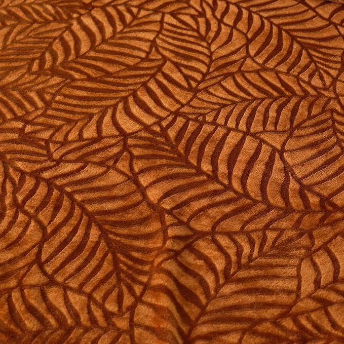SOCHOW Super Soft Flannel Fleece Fall Throw Blanket, Lightweight Cozy Warm Leaves Textured Plush Blanket for Bed Couch Sofa, 60 x 80 Inches, Caramel