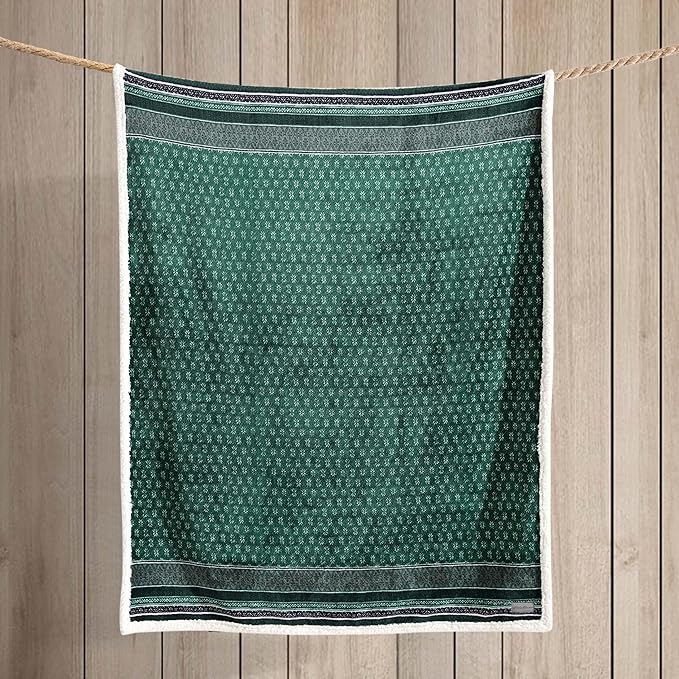 Eddie Bauer- Throw Blanket, Reversible Sherpa Fleece Bedding, Home Decor for All Seasons (Fair Isle Green, Throw)