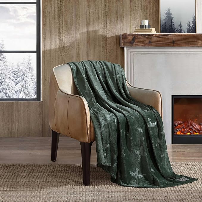 Eddie Bauer - Throw Blanket, Embossed Ultra Soft Plush Bedding, Home Decor for All Seasons, Oeko-Tex Certified (Geese Green, 50" x 70")