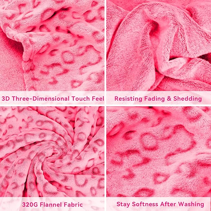ZHIKU Pink Blanket for Women - Cheetah Print Blanket Pink Gifts for Women Mother Girls Soft Warm Leopard Print Throw Blanket for Birthday Gifts Queen Size