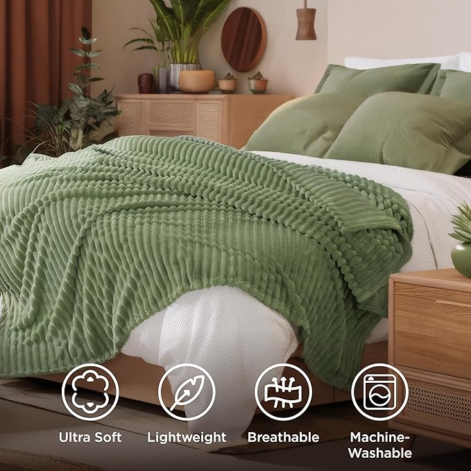 Bedsure Reseda Fleece Queen Blanket for Couch - GentleSoft Cozy Soft Blankets for Women, Cute Small Throws for Girls, 90x90 Inches