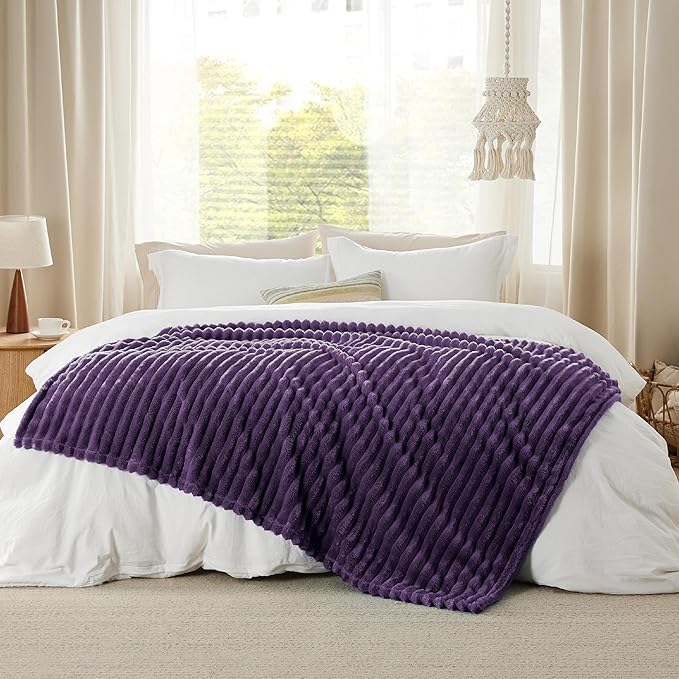 Bedsure Purple Fleece Blanket for Couch - GentleSoft Cozy Soft Blankets for Women, Cute Small Throws for Girls, 50x60 Inches