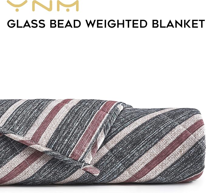 YnM Weighted Blanket — Heavy 100% Oeko-Tex Certified Cotton Material with Premium Glass Beads (Red Blue, 60''x80'' 20lbs), Suit for One Person(~190lb) Use on Queen/King Bed