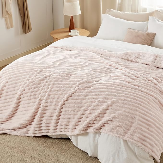 Bedsure California King Size Blanket for Bed - GentleSoft Cozy Soft Blankets for Women, Cute Large Throws for Girls, Crystal Pink, 102x96 Inches