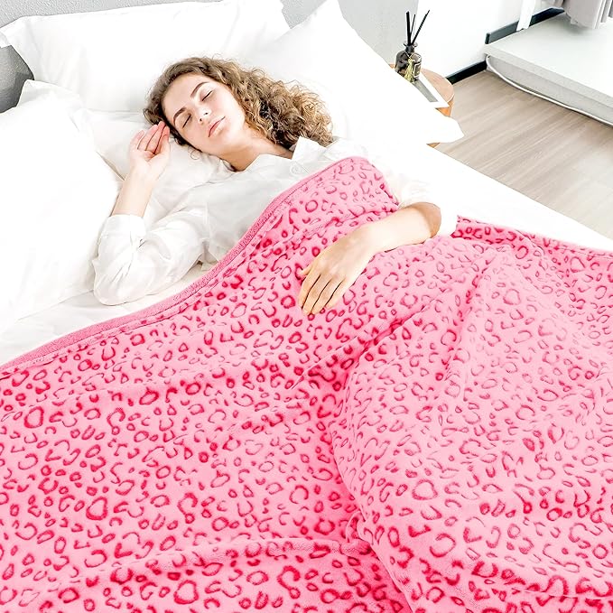 ZHIKU Pink Blanket for Women - Cheetah Print Blanket Pink Gifts for Women Mother Girls Soft Warm Leopard Print Throw Blanket for Birthday Gifts 40"x50"
