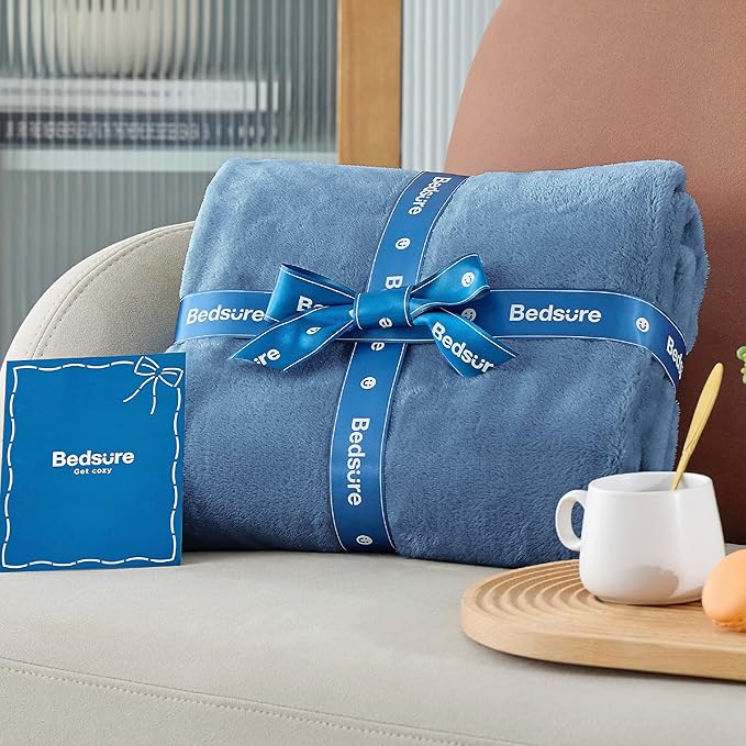 Bedsure Fleece Blankets King Size Washed Blue - Bed Blanket Soft Lightweight Plush Cozy Fuzzy Luxury Microfiber, 108x90 inches