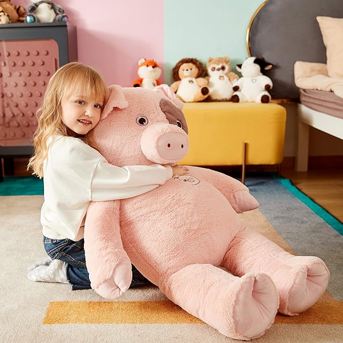 IKASA Stuffed Toy Jumbo Pig, 30'' Plush Animal, Premium Quality Soft Toy for Kids, Gift for Birthday or Holiday