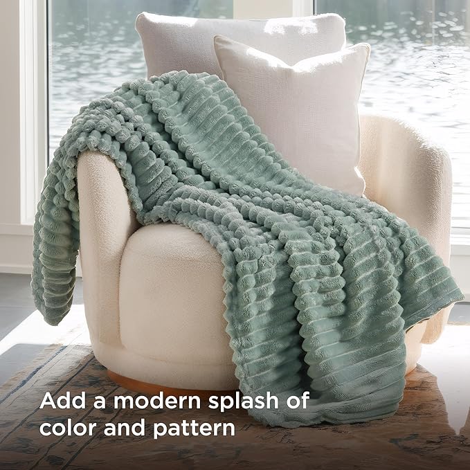 Bedsure Twin Blanket for Couch - GentleSoft Cozy Soft Blankets for Women, Cute Small Fleece Throws for Girls, Sage Green, 60x80 Inches