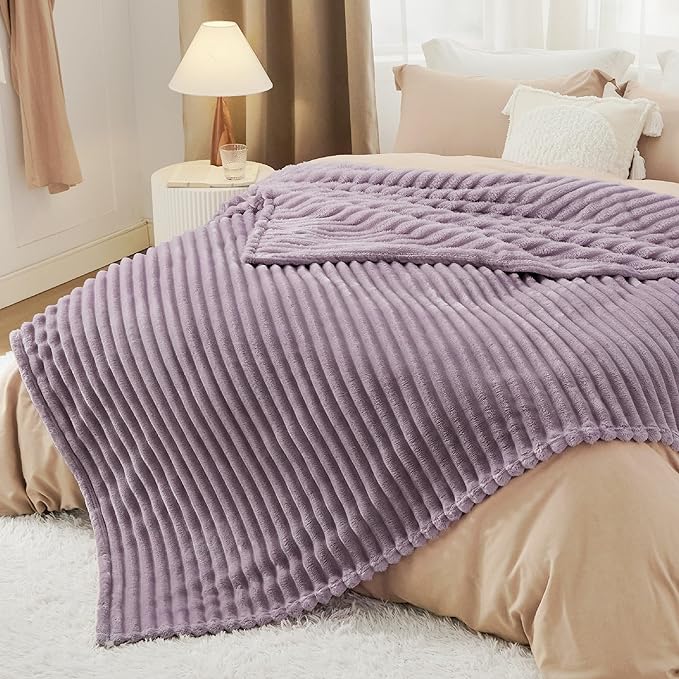 Bedsure Light Purple Fleece Blanket for Couch - GentleSoft Cozy Soft Blankets for Women, Cute Small Throws for Girls, 90x90 Inches