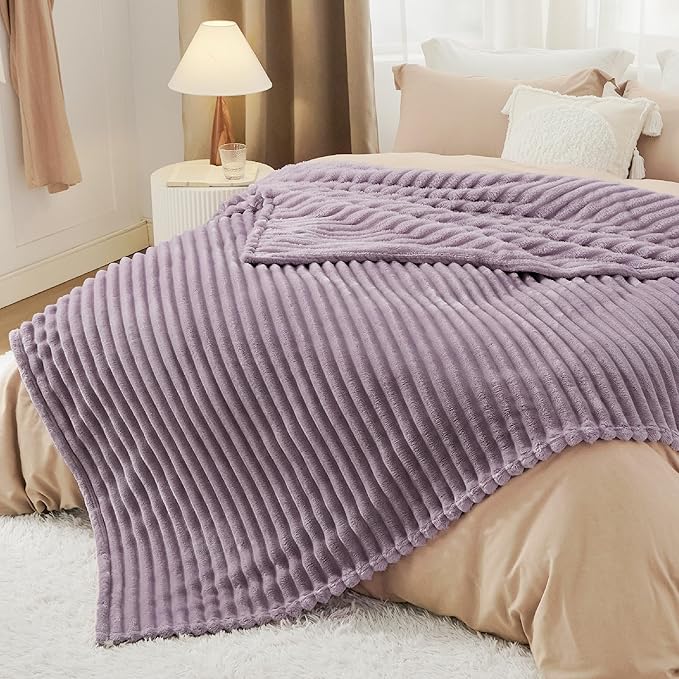 Bedsure Light Purple Fleece Blanket for Couch - GentleSoft Cozy Soft Blankets for Women, Cute Small Throws for Girls, 108x90 Inches
