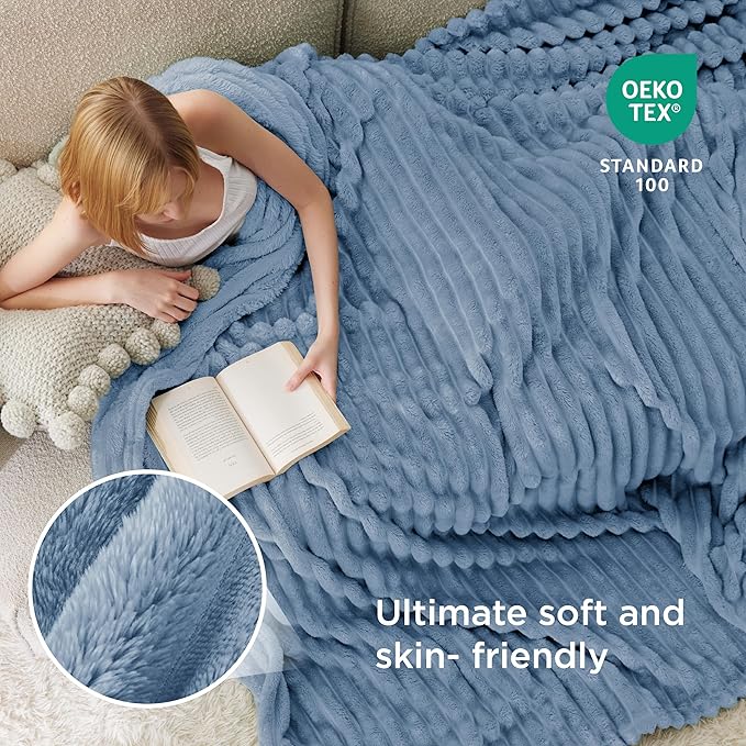 Bedsure King Blanket for Couch - GentleSoft Cozy Soft Blankets for Women, Cute Large Throws for Girls, Ashley Blue, 108x90 Inches
