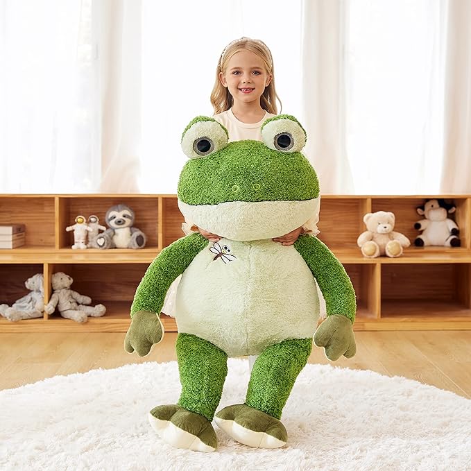 EARTHSOUND Giant Frog Stuffed Animal Plush Toy,30 inches Large Jumbo Cute Soft Toys,Big Size Huge Oversized Fat Plushie,Gifts for Kids Girls Boys Girlfriend