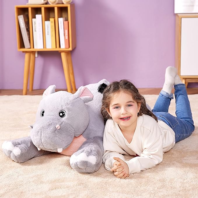 IKASA Giant Hippo Stuffed Animal Plush Toy,Large Hippopotamus Cute 30" Jumbo Soft Toys,Huge Big Size Plushy Fluffy Fat Plushie,Gifts for Kids