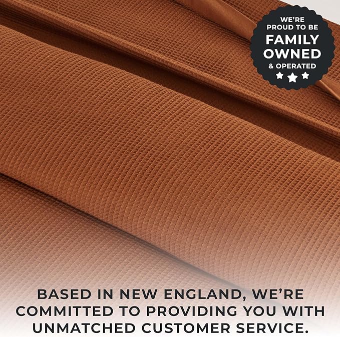 Great Bay Home 100% Cotton Blanket for Twin Size Bed | Lightweight and Breathable Waffle Weave Blankets for Summer & Spring | Versatile, Layering Orange Bed Blanket, Terracotta, 90x66 inches