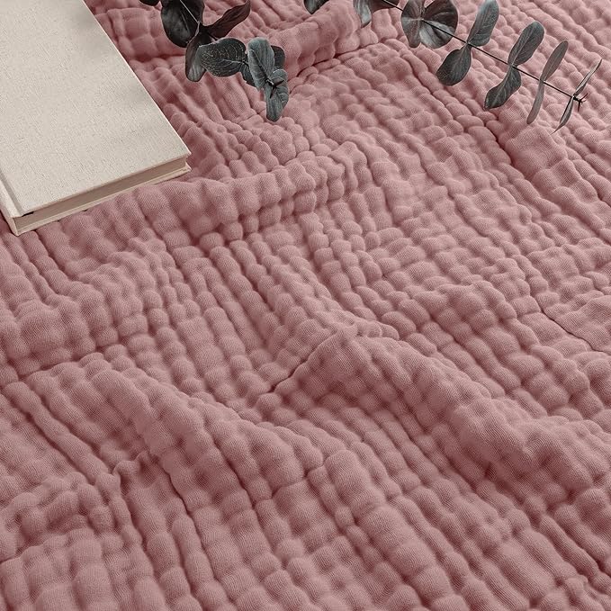 Comfy Cubs Muslin Blanket for Adults King 108" x 90" - 6 Layer Soft, Breathable & Lightweight Muslin Adult Blanket - Machine Washable & Designed in The US Bedding for All Seasons - Mauve