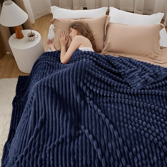 Bedsure GentleSoft Blue Fleece Blanket for Couch - Cozy Soft Blankets for Women, Cute Small Throws for Girls, 90x90 Inches