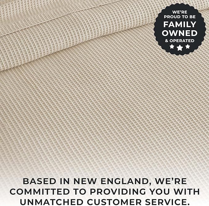 100% Cotton Blanket for King Size Bed - Tan Waffle Weave Lightweight Summer Bed Blanket - 102x90in Prewashed Breathable, Woven, Layering Blanket (King, Oatmeal)