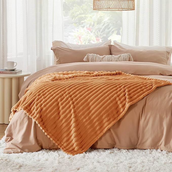 Bedsure Burnt Orange Twin XL Blanket for Bed - GentleSoft Cozy Soft Blankets for Women, Cute Small Fleece Throws for Girls, Birthday Gifts for Women, Mothers Day Decor Gifts for Mom, 66x90 Inches