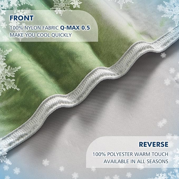 EMME Cooling Blanket Queen Size (90"x90"), Q-Max 0.5 Cooling Blankets for Hot Sleepers, Ice Summer Blanket for Nights Sweats, Green Lightweight Sheet for Bed