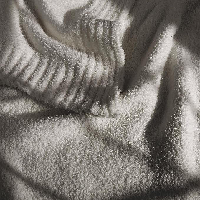 R.SHARE Grey Throw Blanket 50x70 Inch Reversible, Feather Knit Microfiber Soft Comfy Cozy Lightweight Fluffy Fuzzy Warm Cute for Couch Sofa Chair Bed Home