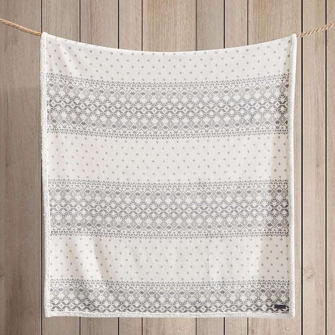 Eddie Bauer - Throw Blanket, Reversible Sherpa Fleece Bedding, Home Decor for All Seasons (Fair Isle Peak, Throw)