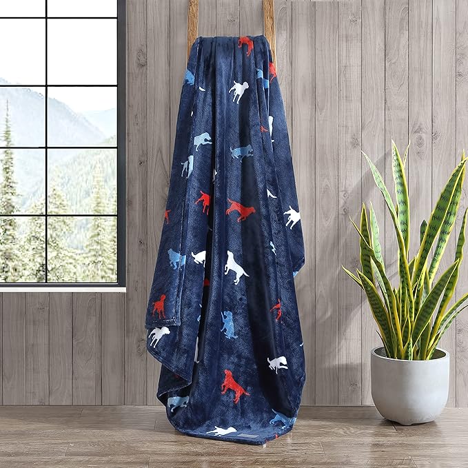 Eddie Bauer Throw Blanket Ultra Soft Plush Fleece Bedding, Home Decor for All Seasons, 50 x 70, Buddy The Dog Blue