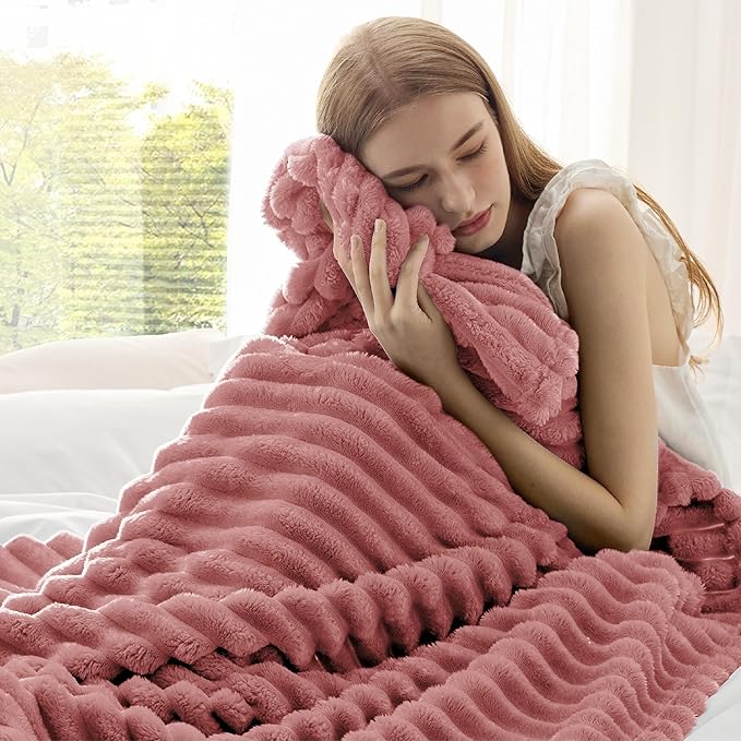 Bedsure Brick Dust Fleece Throw Blanket for Couch - GentleSoft Cozy Soft Blankets for Women, Cute Small Throws for Girls, 50x60 Inches