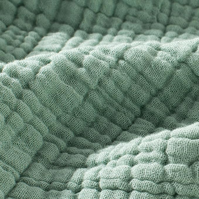 Carriediosa 100% Cotton Muslin Throw Blanket 108" X 90" King Size,4-Layers Summer Gauze Throws for Bed Couch,Soft Lightweight Breathable Linen Blankets Bedspread for Adults All Season,Sage Green
