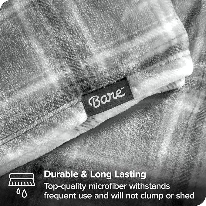 Bare Home Fleece Microplush Blanket - Lightweight Throw for Bed, Sofa, Couch, Movie Night, Camping, Gifts, and Travel - Ultra Soft Warm Blanket (Throw/Travel, Tartan Plaid)